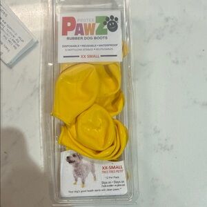 New PAWZ Yellow Rubber Dog Boots 3pairs of 4. Total 12 pieces